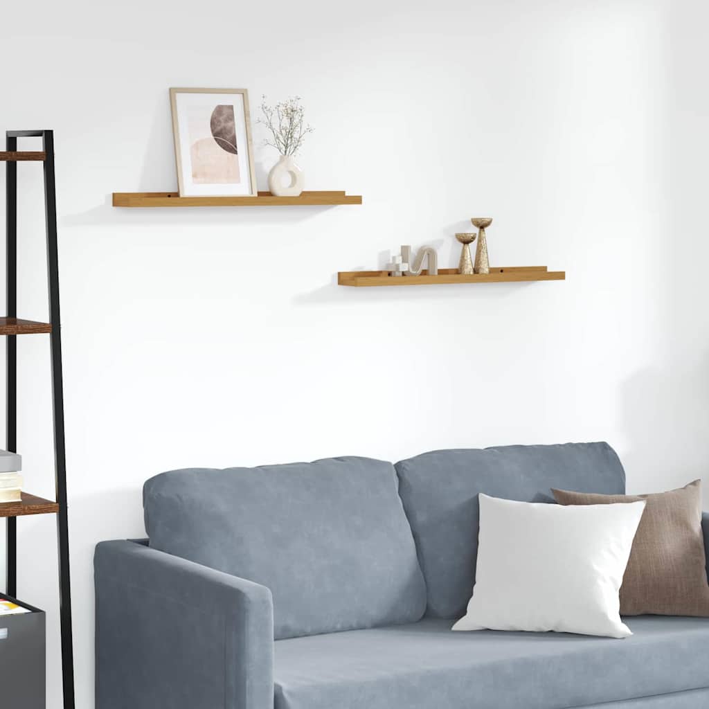 Wandplank met plank 2 pcs Beige 60 x 9 x 3 cm Bewerkt hout