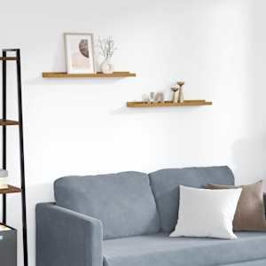 Stenska polica s polico 2 pcs Bež 60 x 9 x 3 cm Konstruiran les