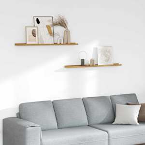 Stenska polica 2 pcs Bež 100 x 9 x 3 cm Konstruiran les