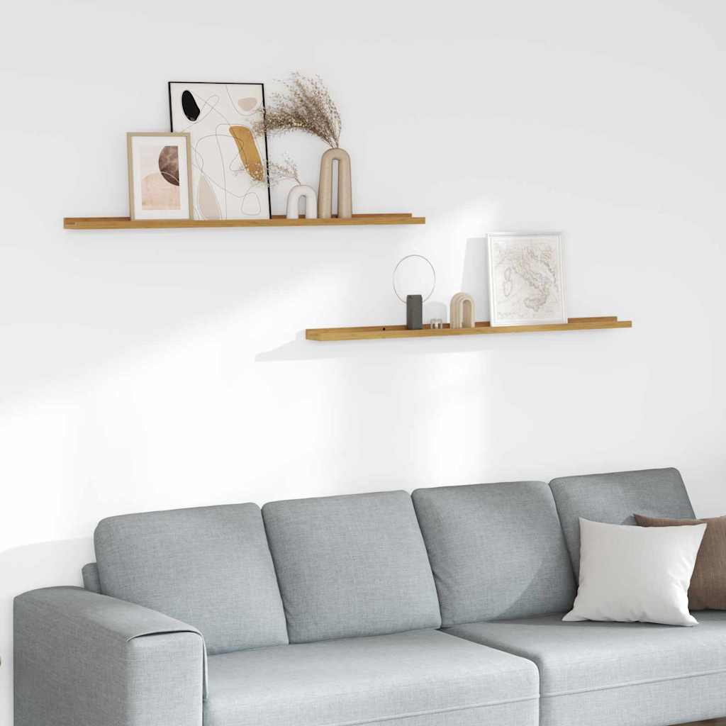 Wandplank met plank 2 pcs Beige 115 x 9 x 3 cm Bewerkt hout