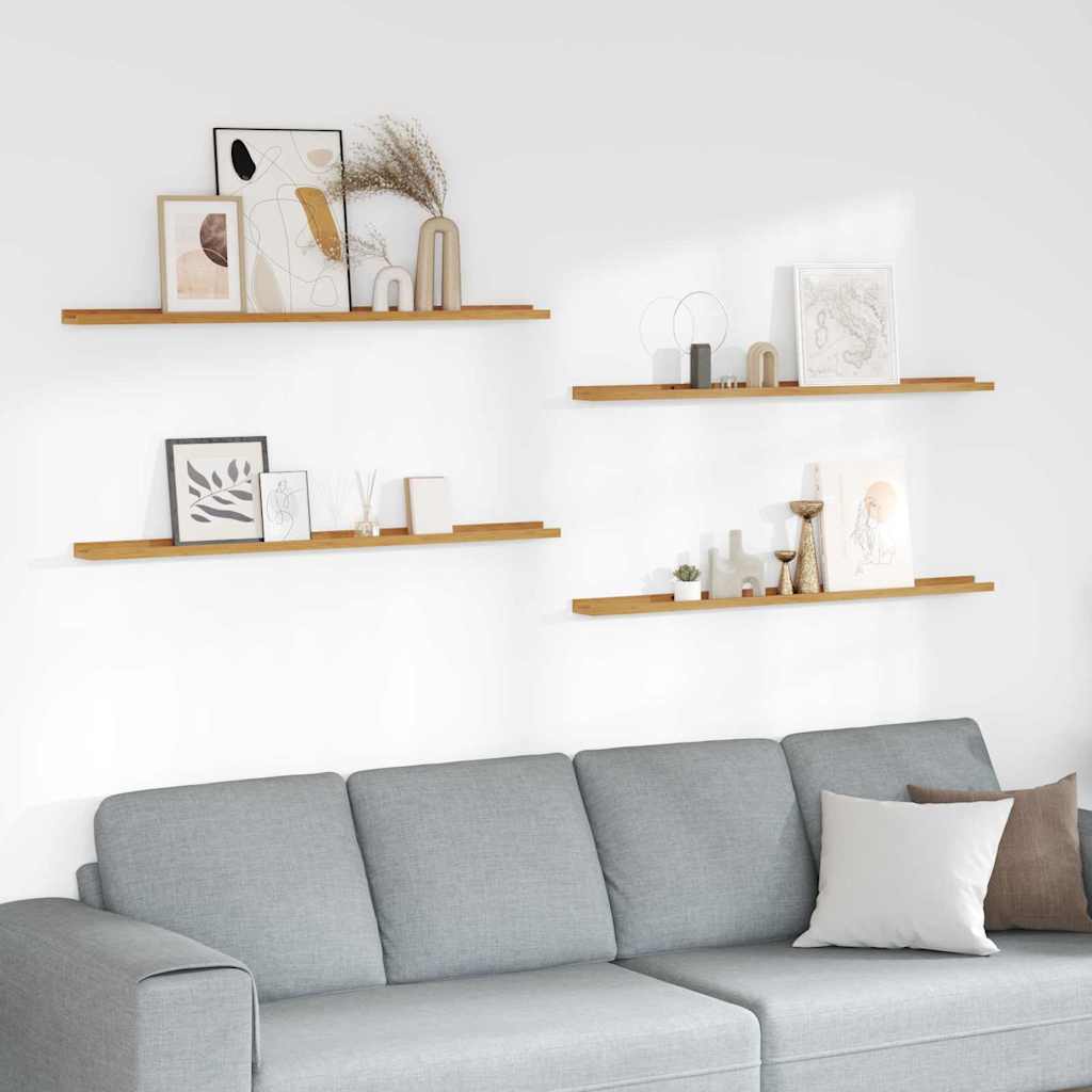 Wandplank met plank 4 pcs Beige 115 x 9 x 3 cm Bewerkt hout