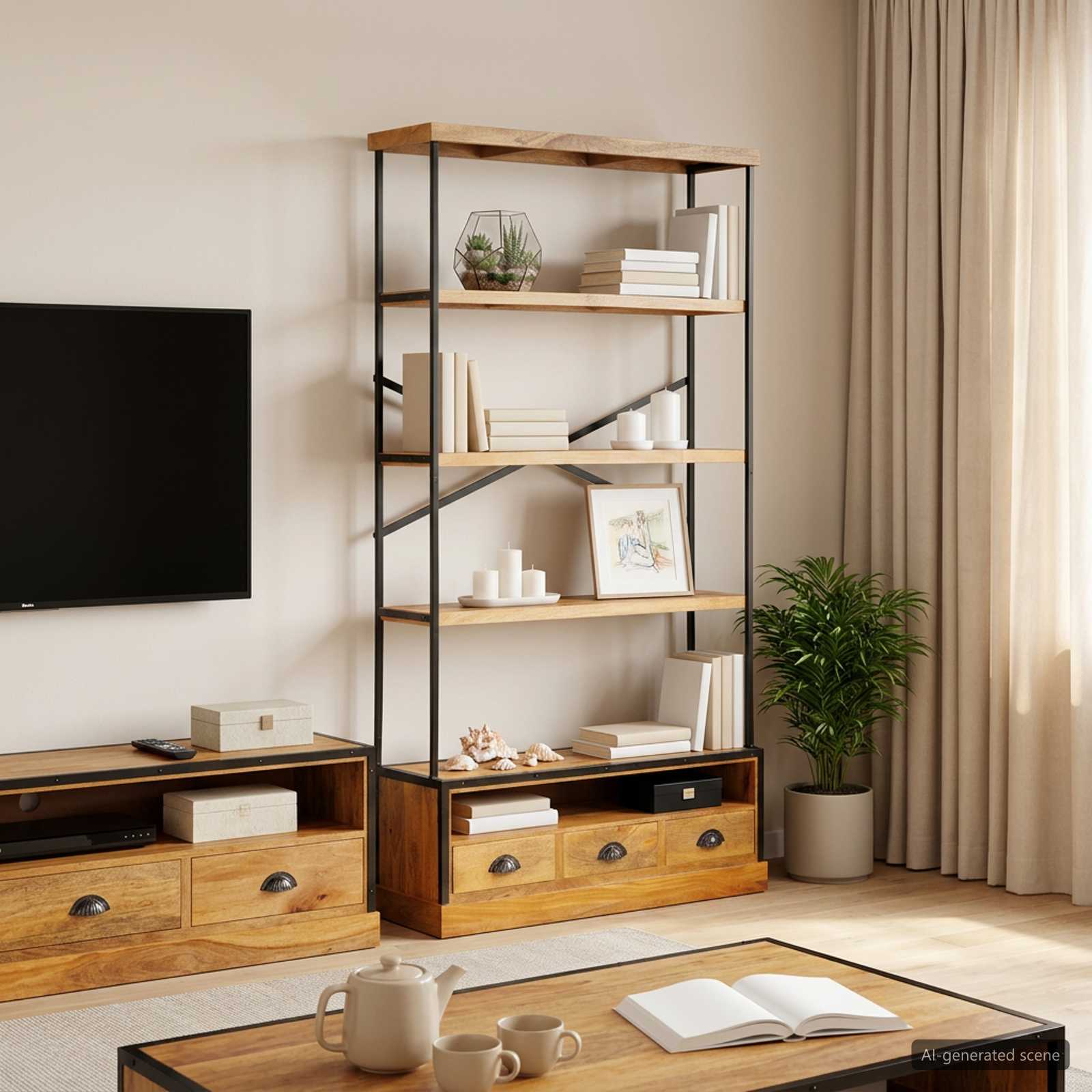 vidaXL Bibliotecă cu 5 etaje natural 100 x 30 x 180 cm