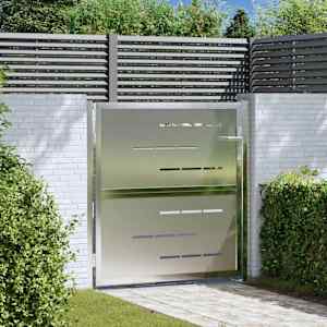 Vrtna vrata s ključavnico srebrna 85 x 97 cm Nerjaveče jeklo