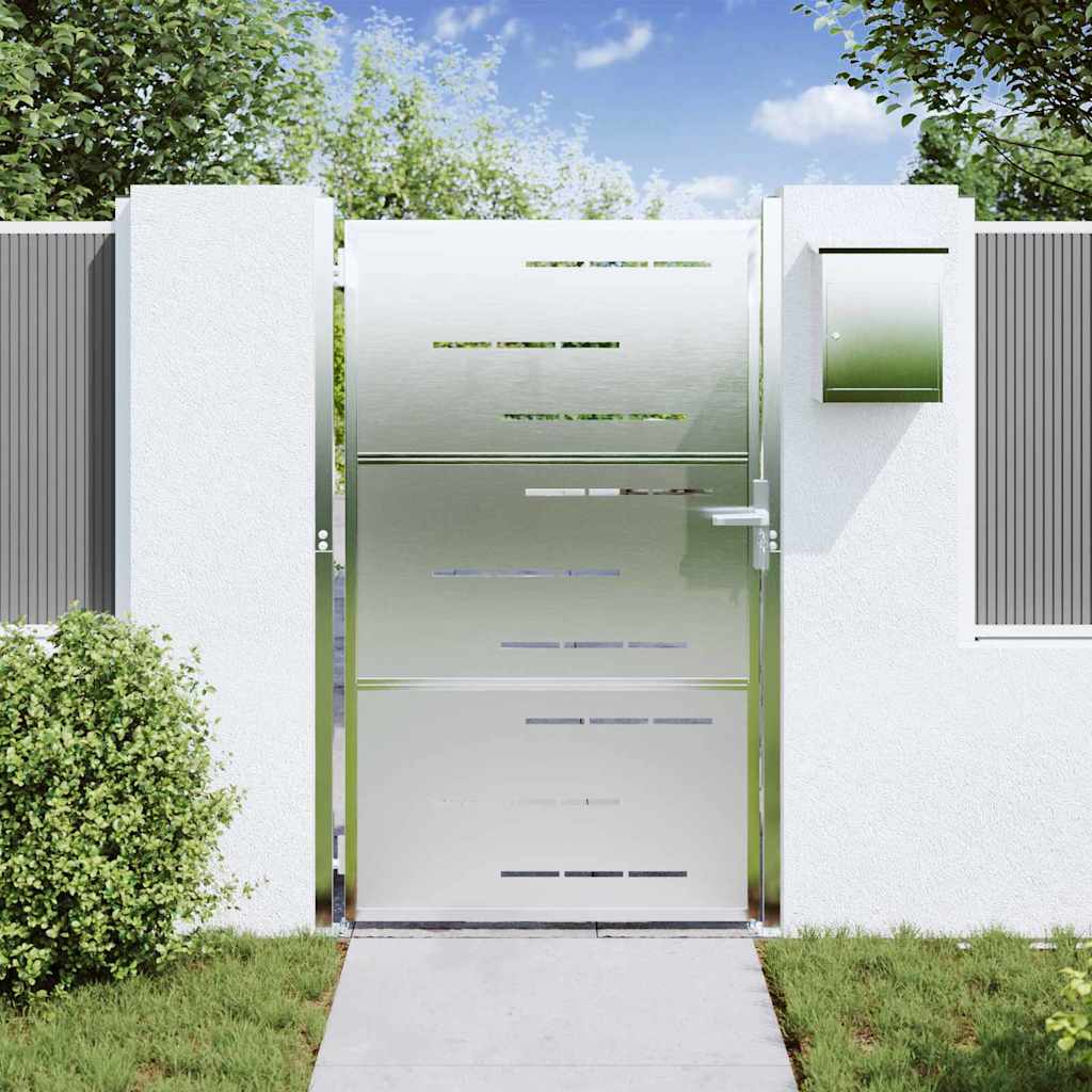 vidaXL Tuinpoort met slot Zilver 100 x 150 cm Roestvrij staal