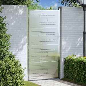 Vrtna vrata s ključavnico srebrna 85 x 174 cm Nerjaveče jeklo