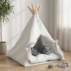 Pet teepee s polštářem Bílá 40 x 40 x 50 cm Polyester - obrázek 3