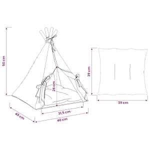 Pet teepee s polštářem Bílá 40 x 40 x 50 cm Polyester - obrázek 10
