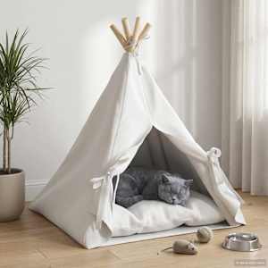 Pet teepee s polštářem Bílá 50 x 50 x 60 cm Polyester - obrázek 1