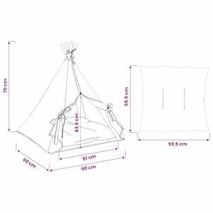 Pet teepee s polštářem Bílá 60 x 60 x 70 cm Polyester - obrázek 10