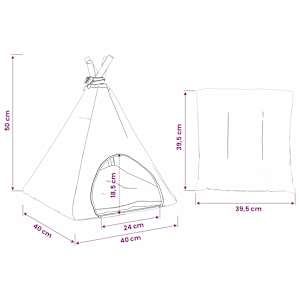 Pet teepee s polštářem Bílá a šedá 40 x 40 x 50 cm Polyester - obrázek 10