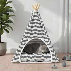 Pet teepee s polštářem Bílá a šedá 50 x 50 x 60 cm Polyester - obrázek 3