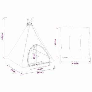Pet teepee s polštářem Bílá a šedá 50 x 50 x 60 cm Polyester - obrázek 10