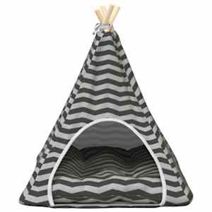 Pet teepee s polštářem Bílá a šedá 60 x 60 x 70 cm Polyester - obrázek 5
