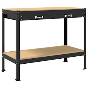 vidaXL T&ouml;&ouml;pink sahtliga Must 114 x 54 x 91 cm T&ouml;&ouml;deldud puit ja metall