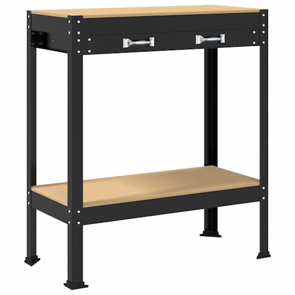 vidaXL T&ouml;&ouml;pink sahtliga Must 80 x 40 x 91 cm T&ouml;&ouml;deldud puit ja metall