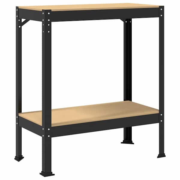 vidaXL T&ouml;&ouml;pink riiuliga Must 81 x 41 x 91 cm T&ouml;&ouml;deldud puit ja metall