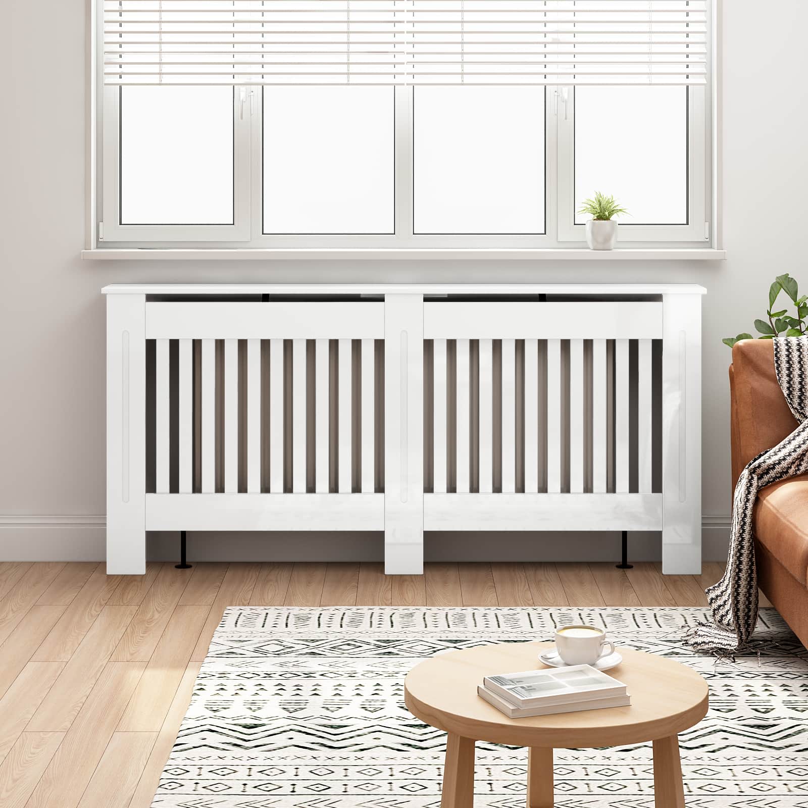vidaXL Capac pentru radiator Alb foarte lucios 172 x 19 x 81,5 cm