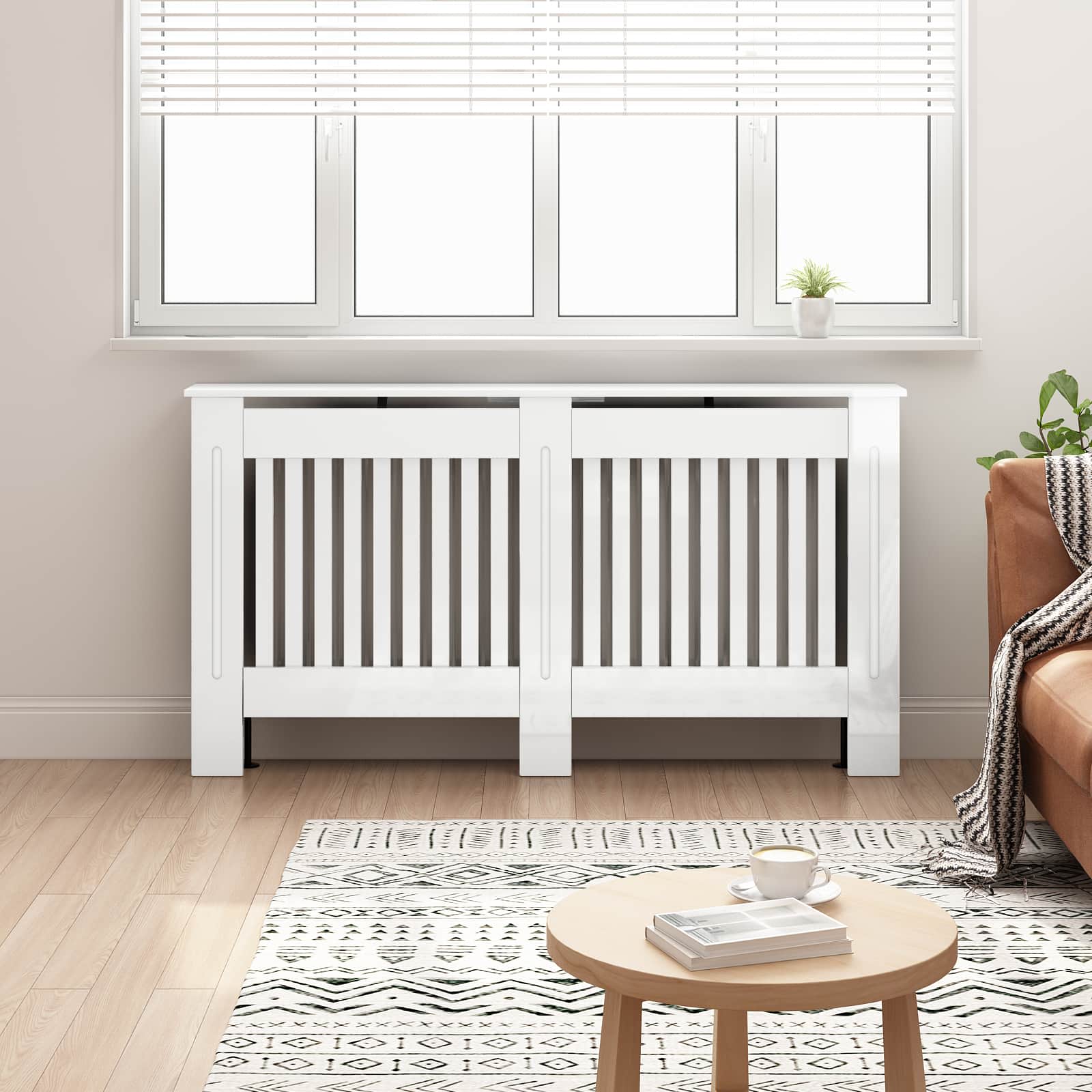 vidaXL Capac pentru radiator Alb foarte lucios 152 x 19 x 81,5 cm