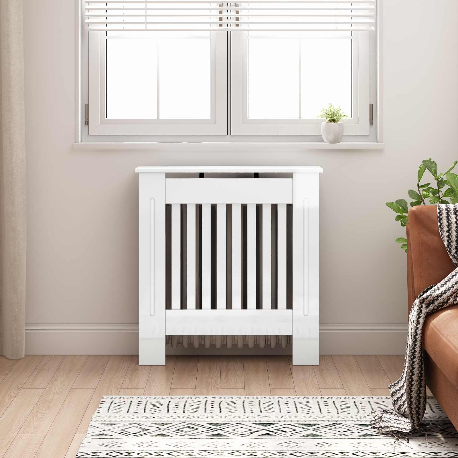 vidaXL Capac pentru radiator Alb foarte lucios 78 x 19 x 81,5 cm