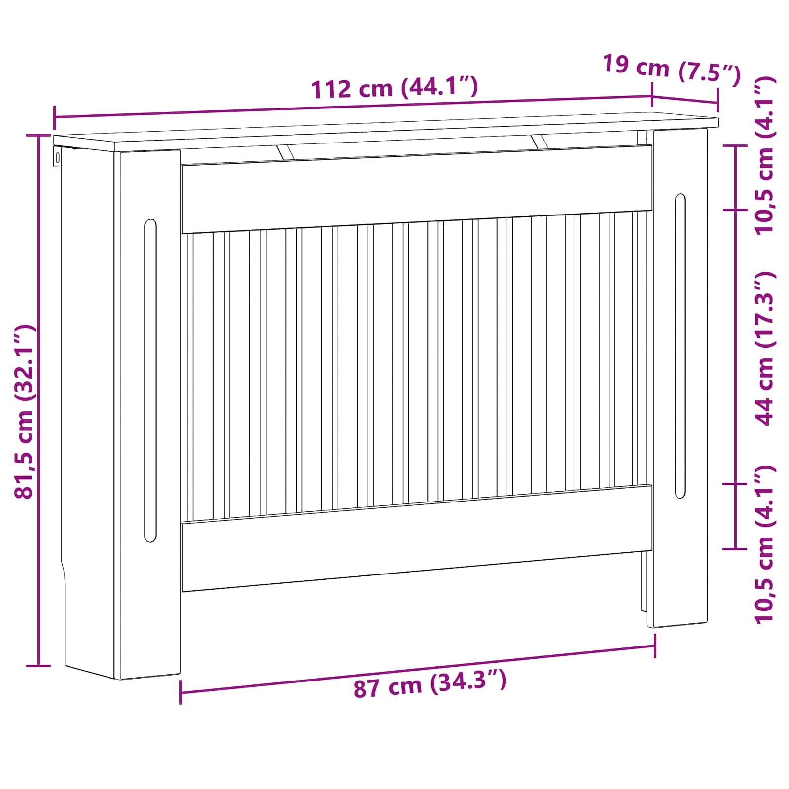 Pokrov radiatorja Bela visok sijaj 112 x 19 x 81,5 cm - slika 11