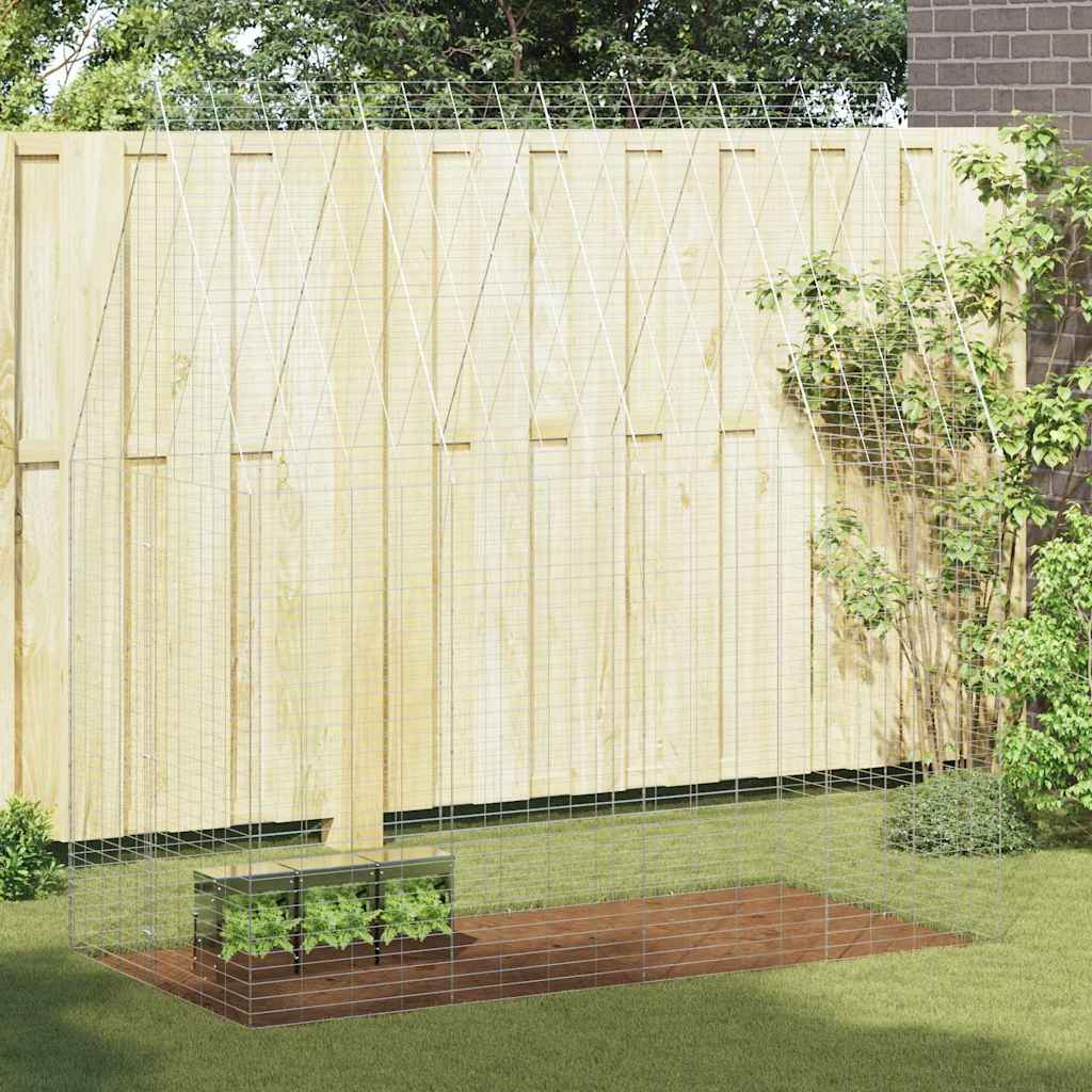 vidaXL Hasenkäfig Silber 200 x 100 x 210 cm Verzinkter Stahl