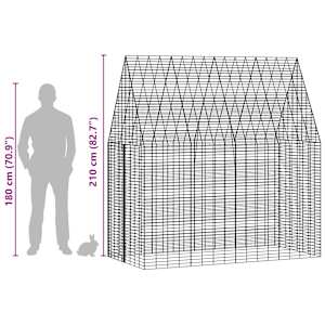 Klec pro králíky Stříbrná 400 x 100 x 210 cm Pozinkovaná ocel - obrázek 13