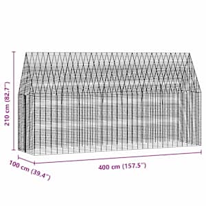 Klec pro králíky Stříbrná 400 x 100 x 210 cm Pozinkovaná ocel - obrázek 11