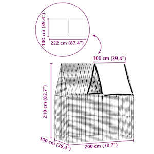 Klec pro králíky Stříbrná 200 x 100 x 210 cm Pozinkovaná ocel - obrázek 12