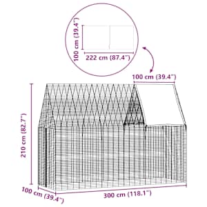 Klec pro králíky Stříbrná 300 x 100 x 210 cm Pozinkovaná ocel - obrázek 12