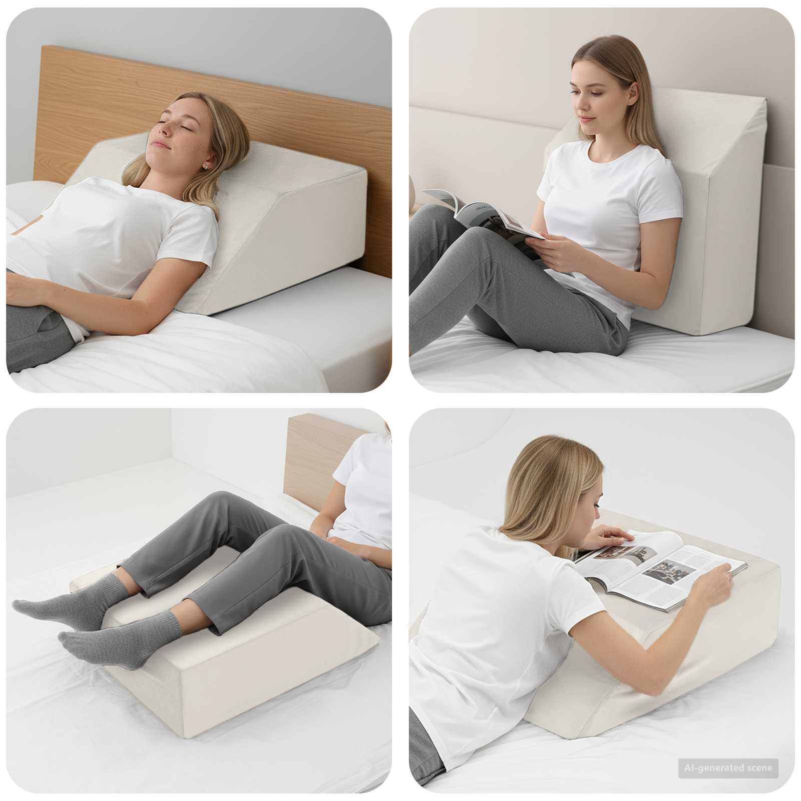 vidaXL Pillow pentru Picioare Simplu Alb 63 x 52 x 19,5 cm