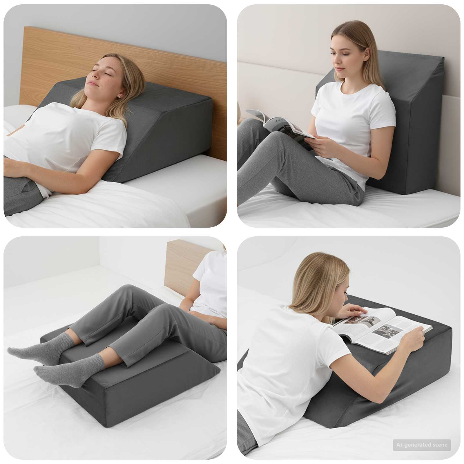 vidaXL Pillow pentru Picioare Simplu Gri 63 x 52 x 19 cm