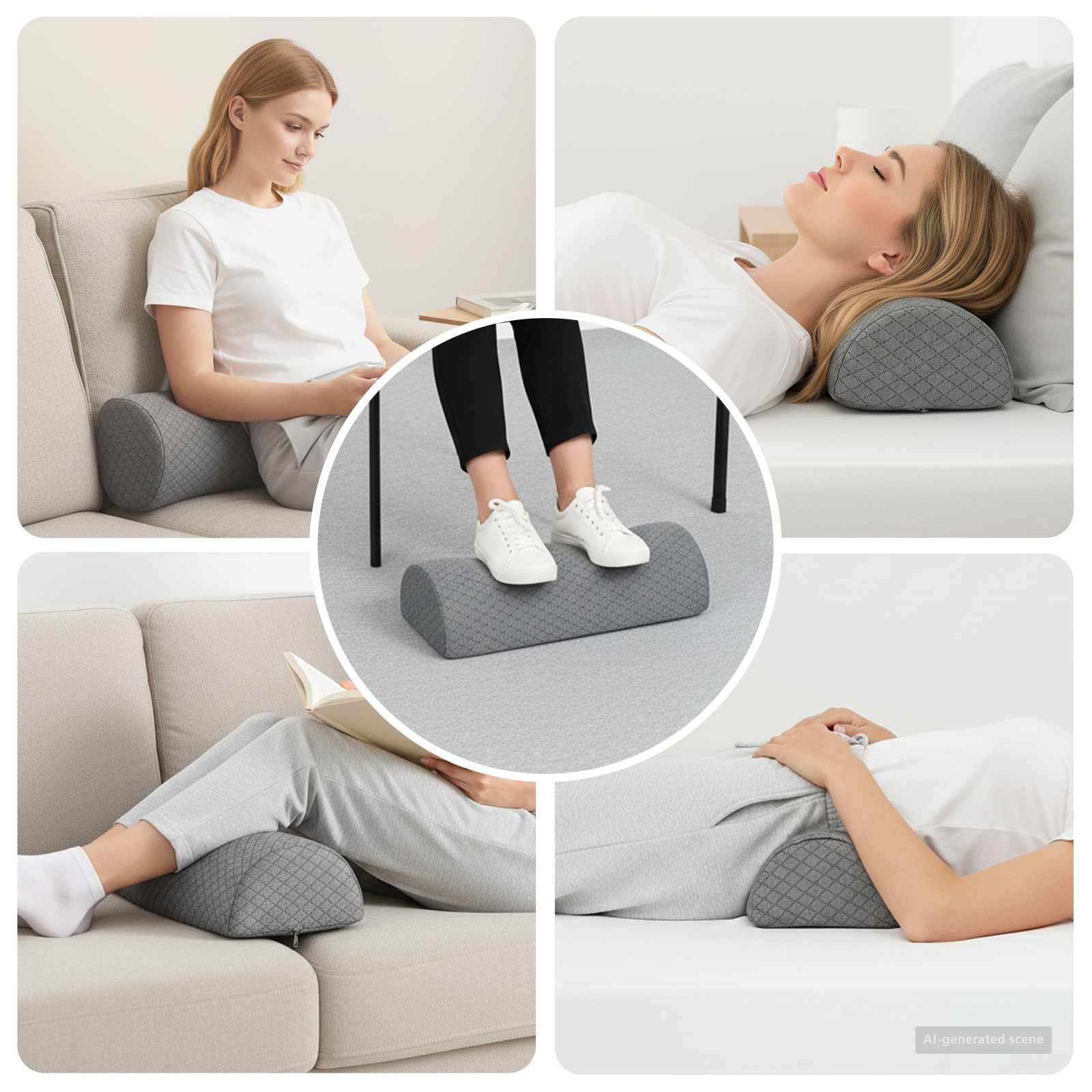 vidaXL Perna pentru Picioare Geometric Gri 52 x 20 x 11 cm