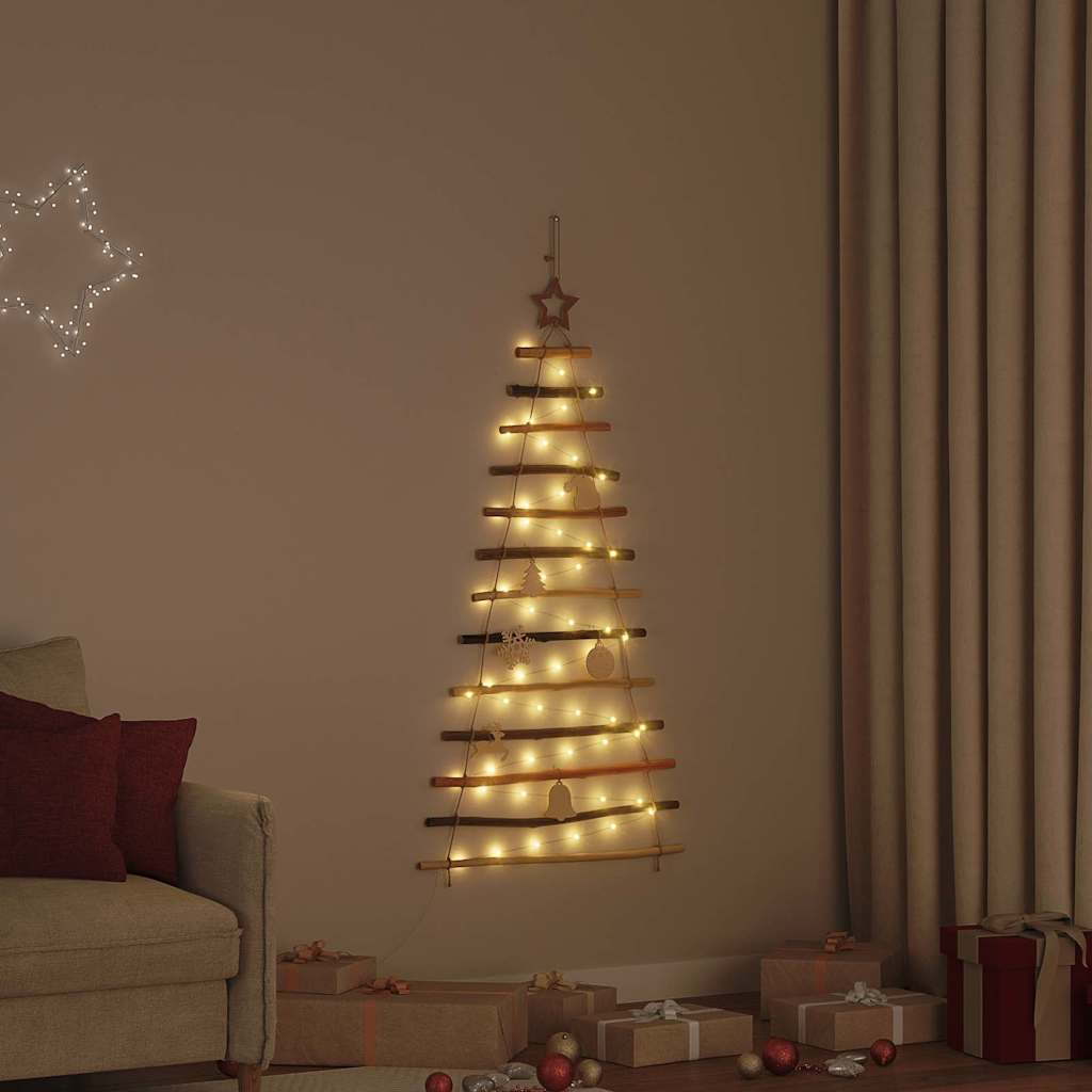 vidaXL Brad de Crăciun cu 50 LED natural 120 cm lemn masiv de frasin