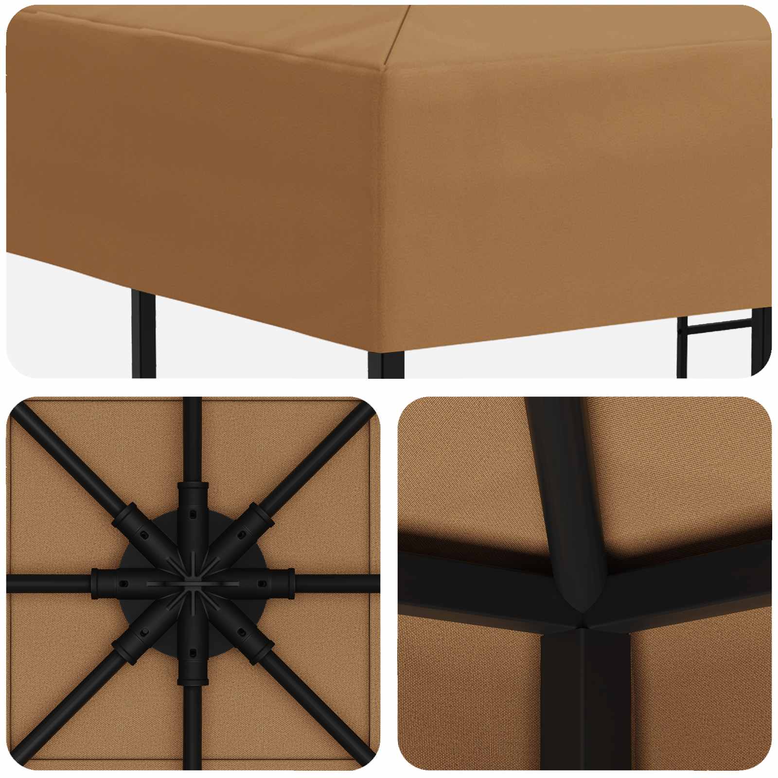 Prieel 3 x 3 m Beige Polyester en staal 190 gsm image 5