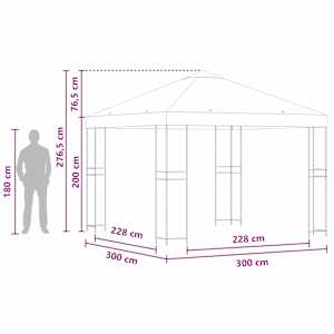 Altán 3 x 3 m Béžová Polyester a ocel 190 gsm - obrázek 7