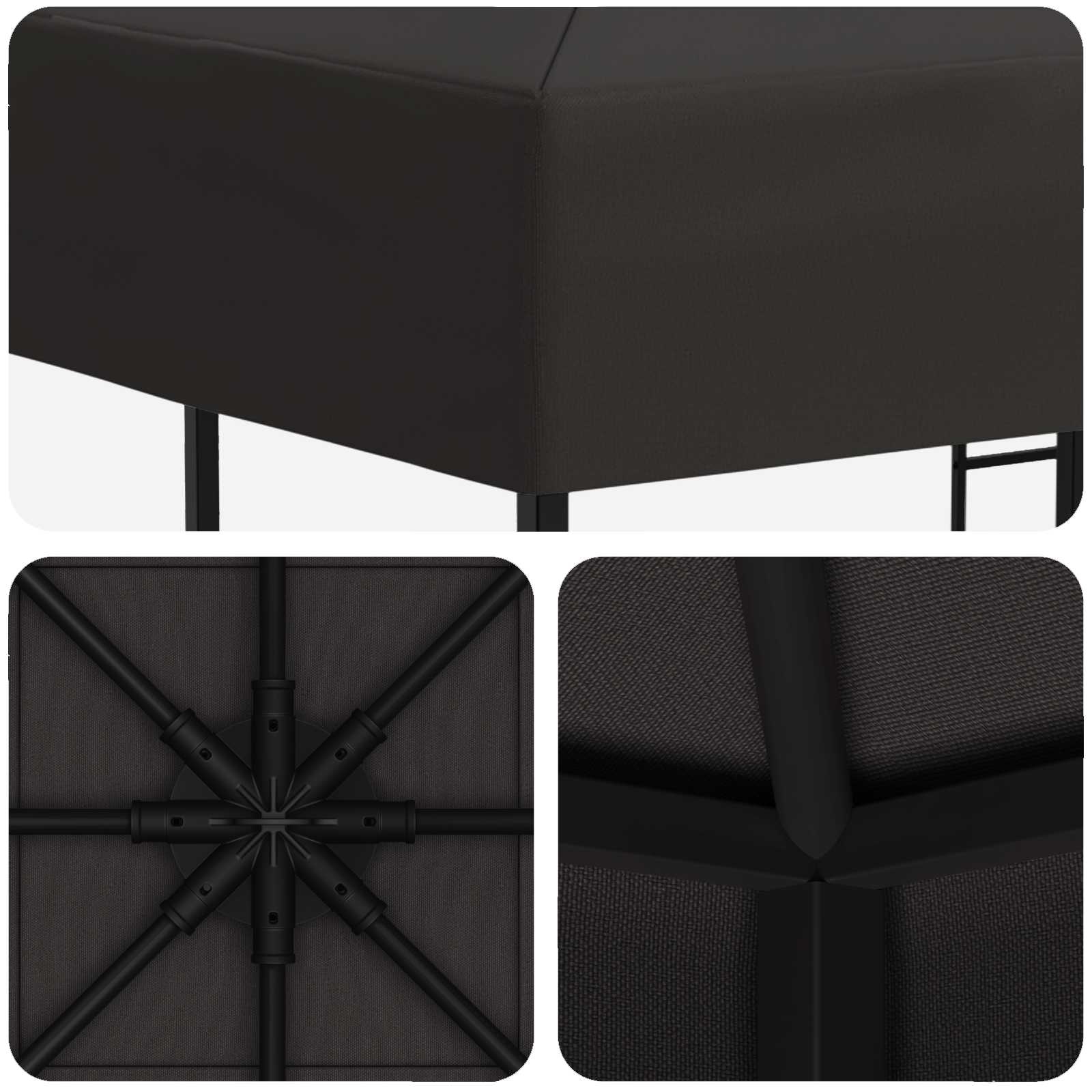Prieel 3 x 3 m Antracietkleurig Polyester en staal 190 gsm image 5