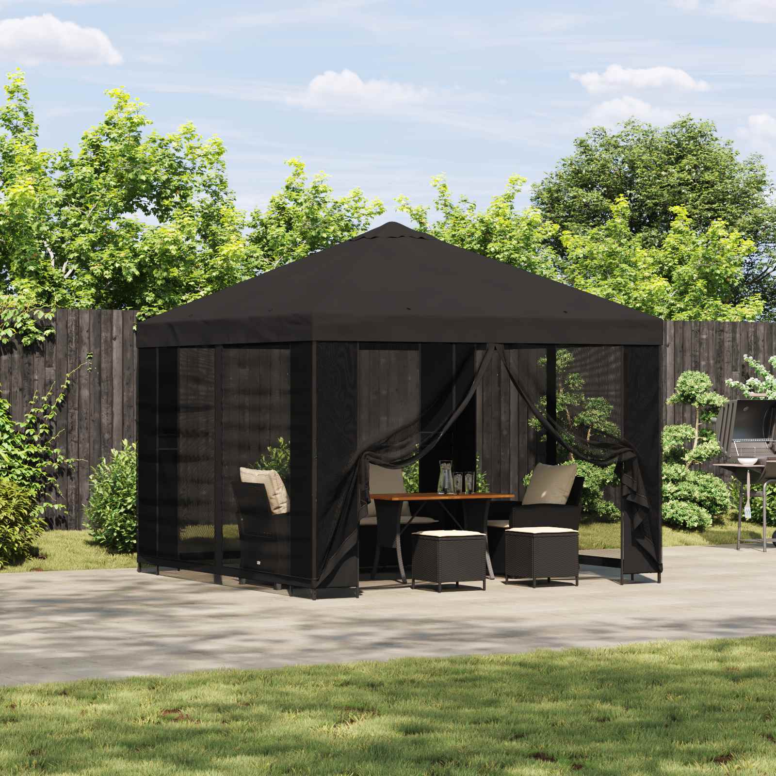 Prieel 3 x 3 m Antracietkleurig Polyester en staal 190 gsm image 1