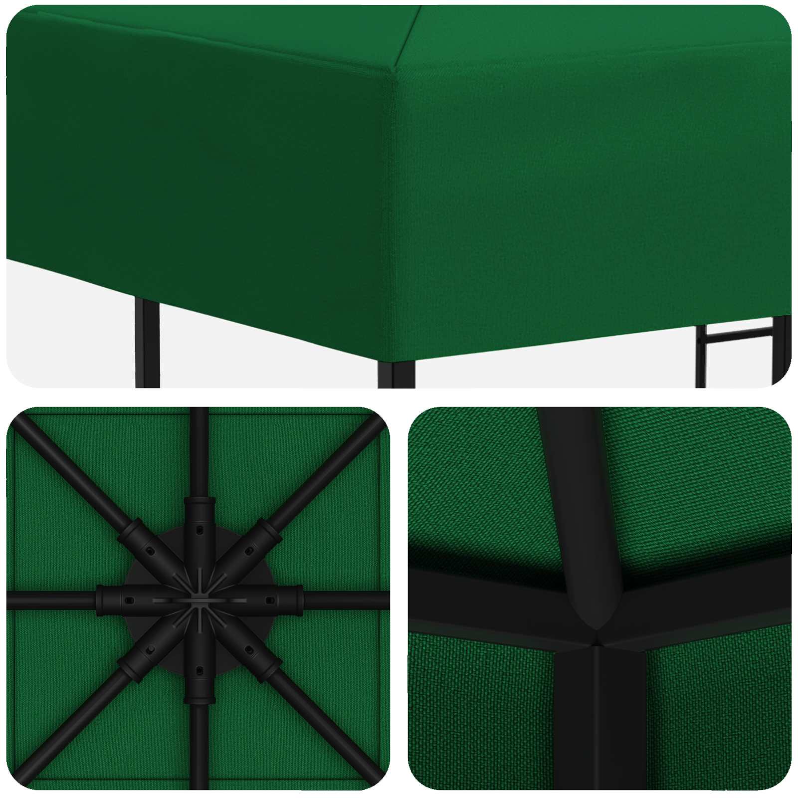 Prieel 3 x 3 m Groen Polyester en staal 190 gsm image 5