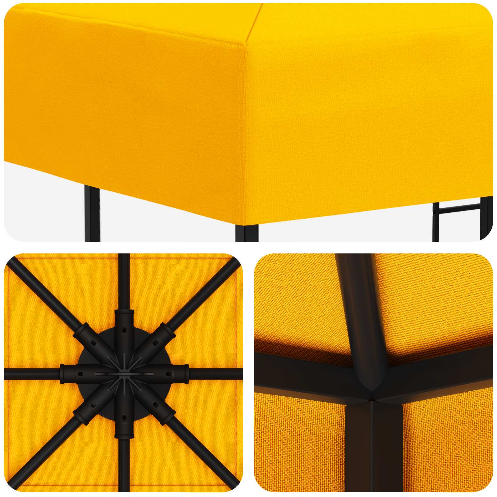 Prieel 3 x 3 m Geel Polyester en staal 190 gsm image 5