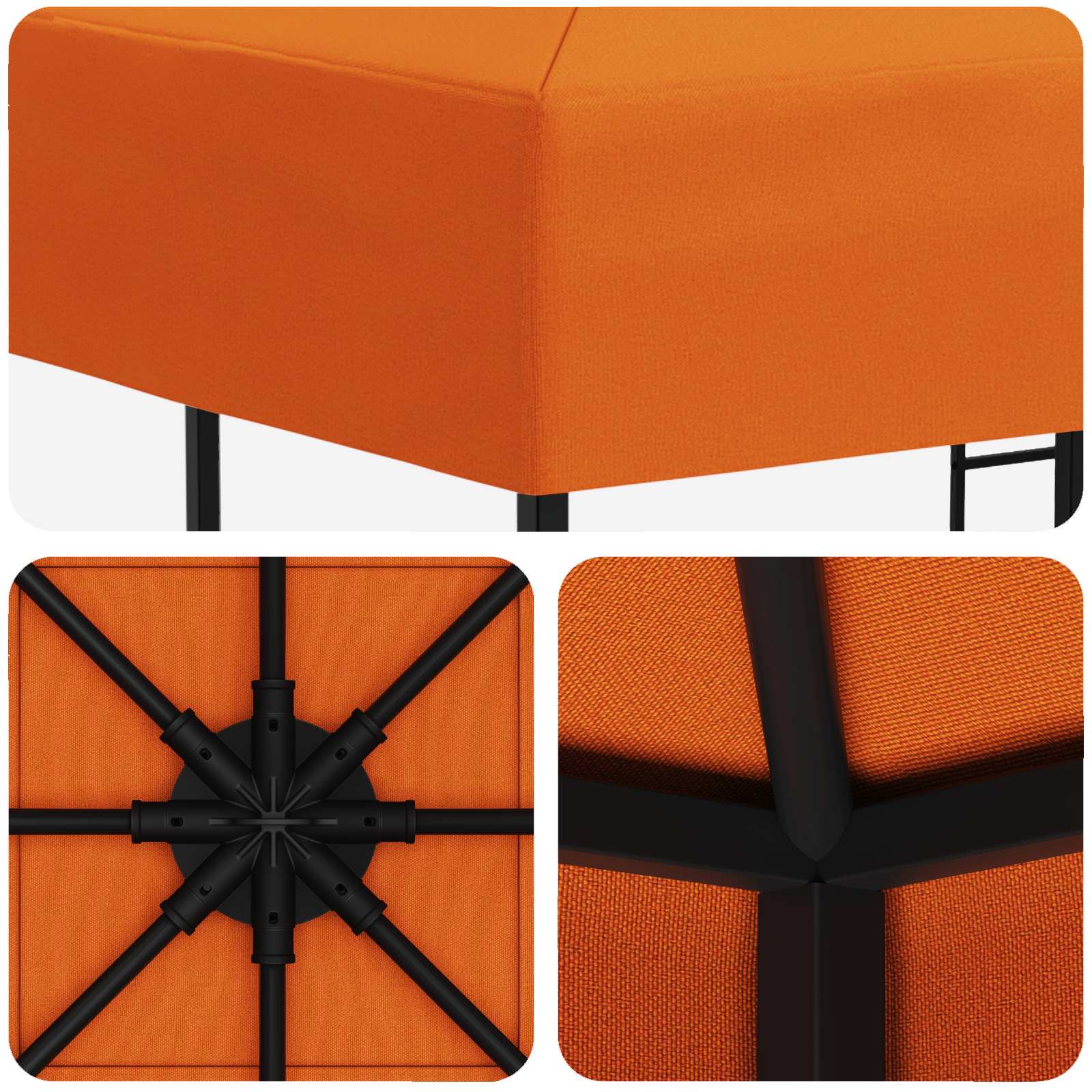 Prieel 3 x 3 m Oranje Polyester en staal 190 gsm image 5