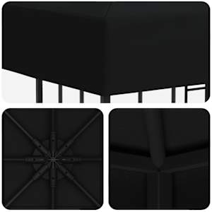 Altán 3 x 3 m Černá Polyester a ocel 190 gsm - obrázek 5