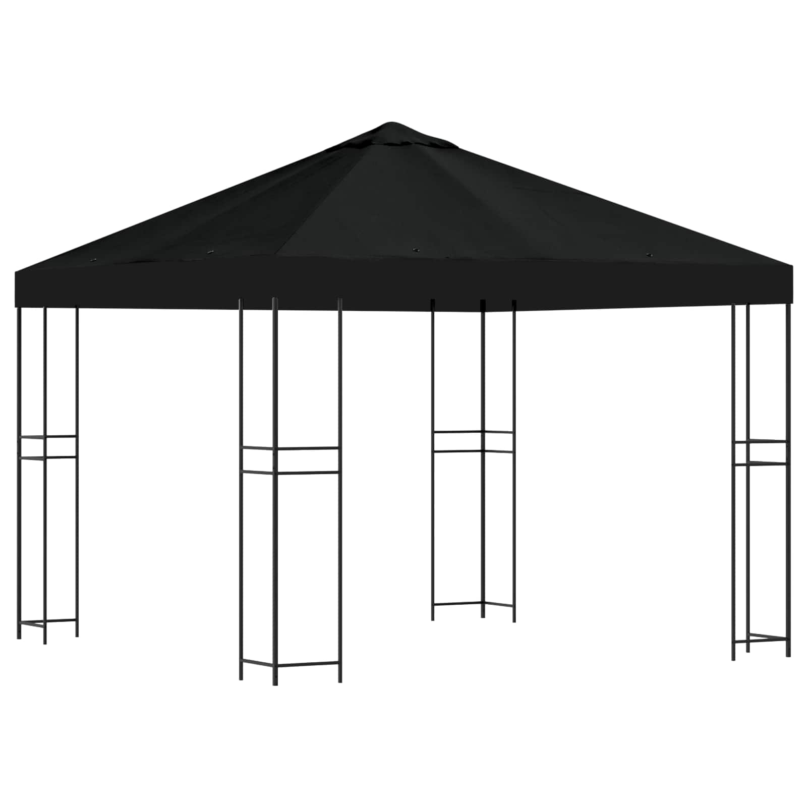 Prieel 3 x 3 m Zwart Polyester en staal 190 gsm image 2