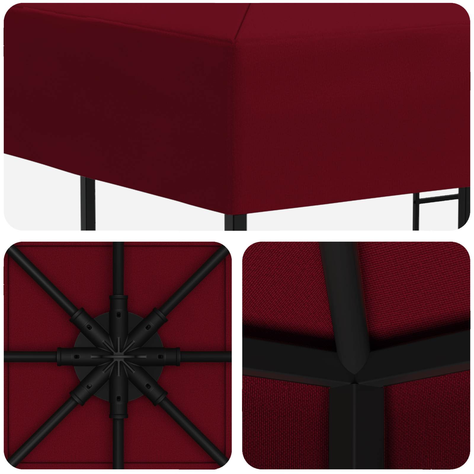 Prieel 3 x 3 m Bordeauxrood Polyester en staal 190 gsm image 5