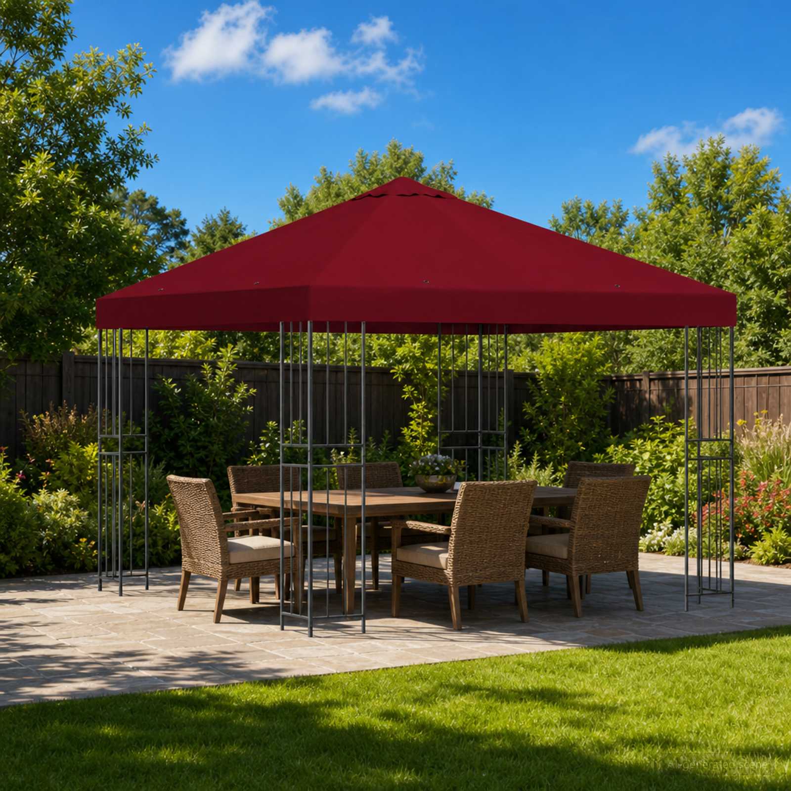 vidaXL Foișor 3 x 3 m Burgundy Poliester și oțel 190 gsm