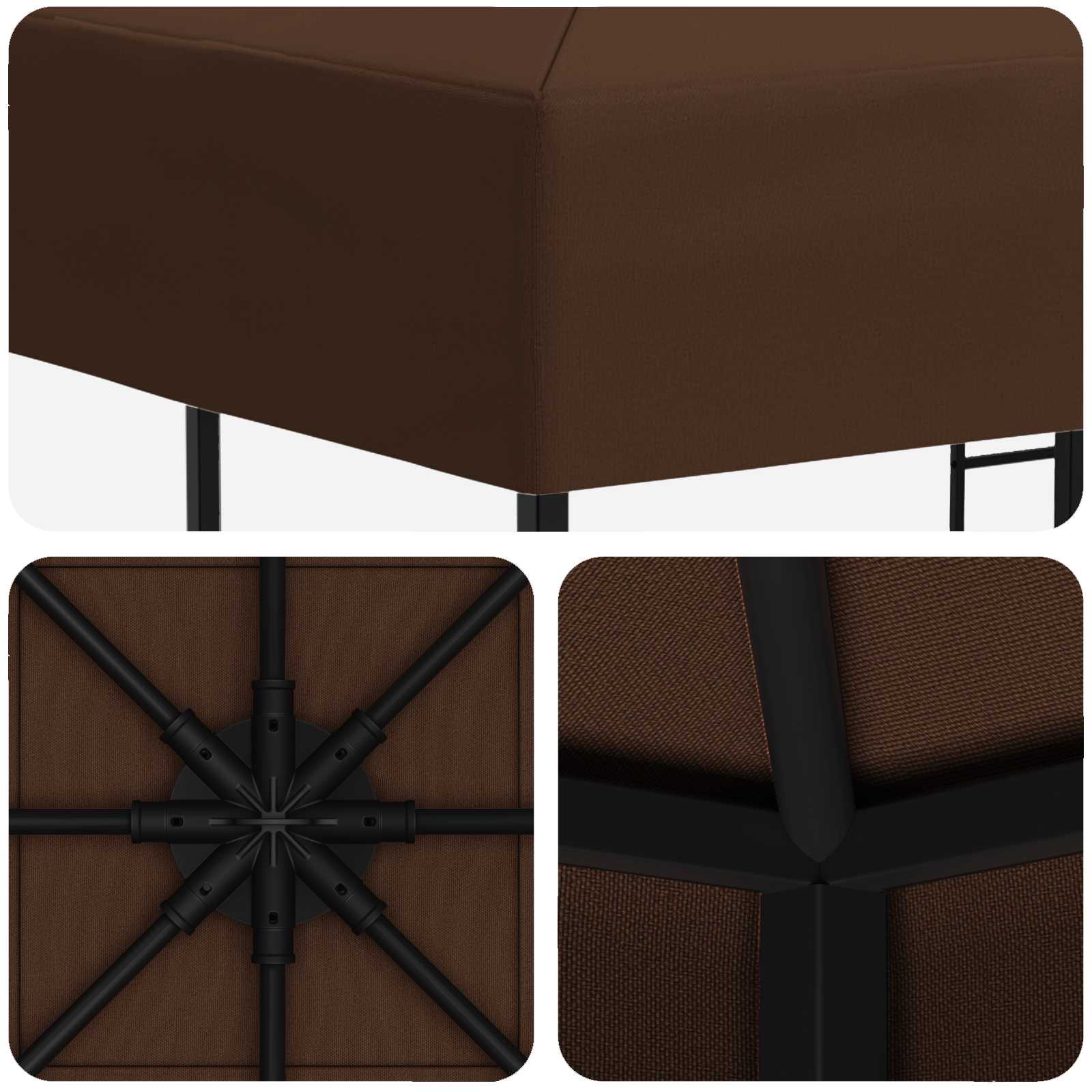 Prieel 3 x 3 m Bruin Polyester en staal 190 gsm image 5