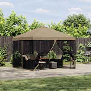 Vrtni gazebo s stranskimi stenami 3 x 3 m Bež