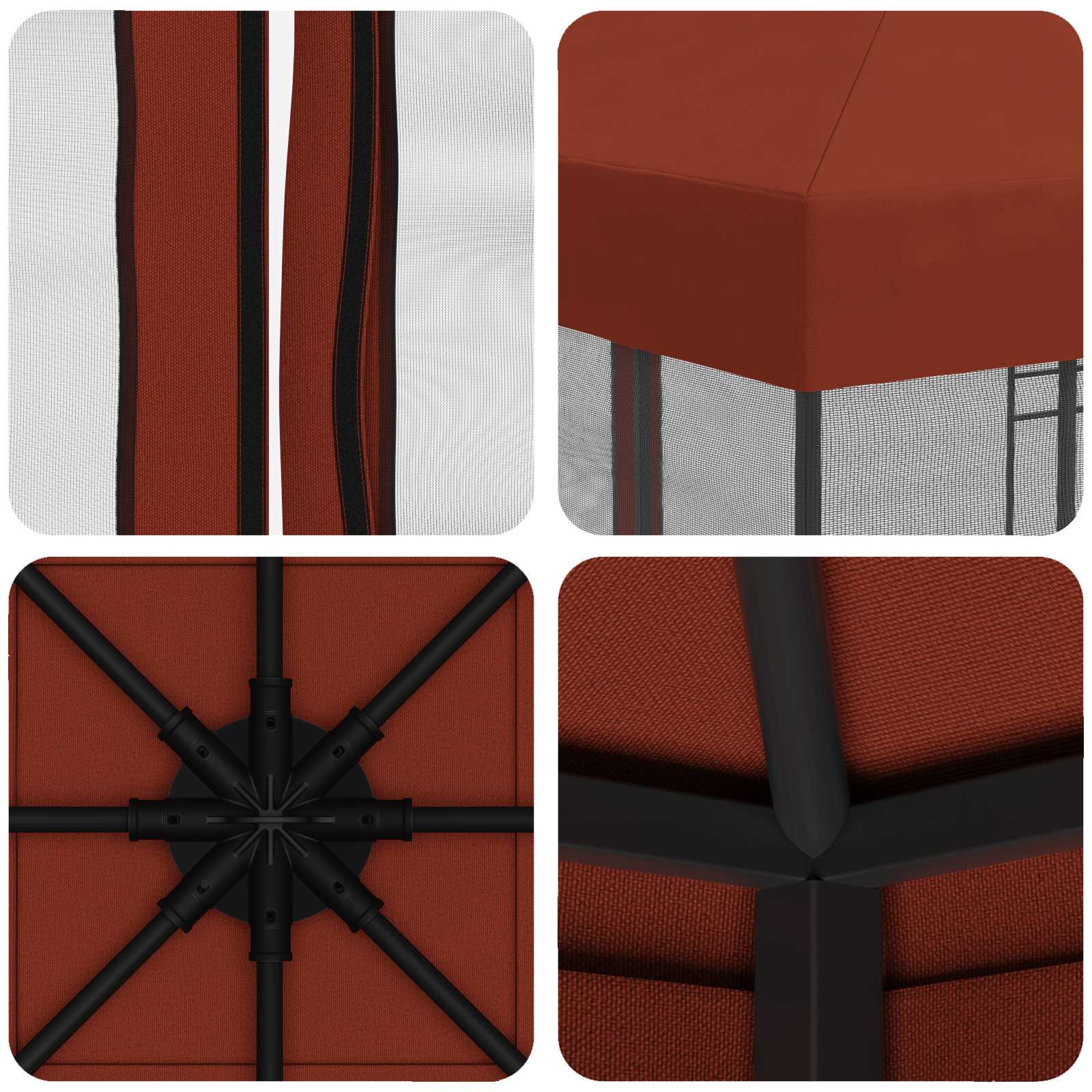 Tuin Gazebo met Zijwanden 3 x 3 m Terracotta Polyester en staal image 7