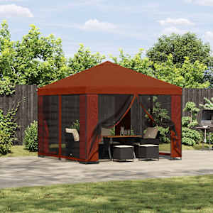 Vrtni gazebo s stranskimi stenami 3 x 3 m Terakota
