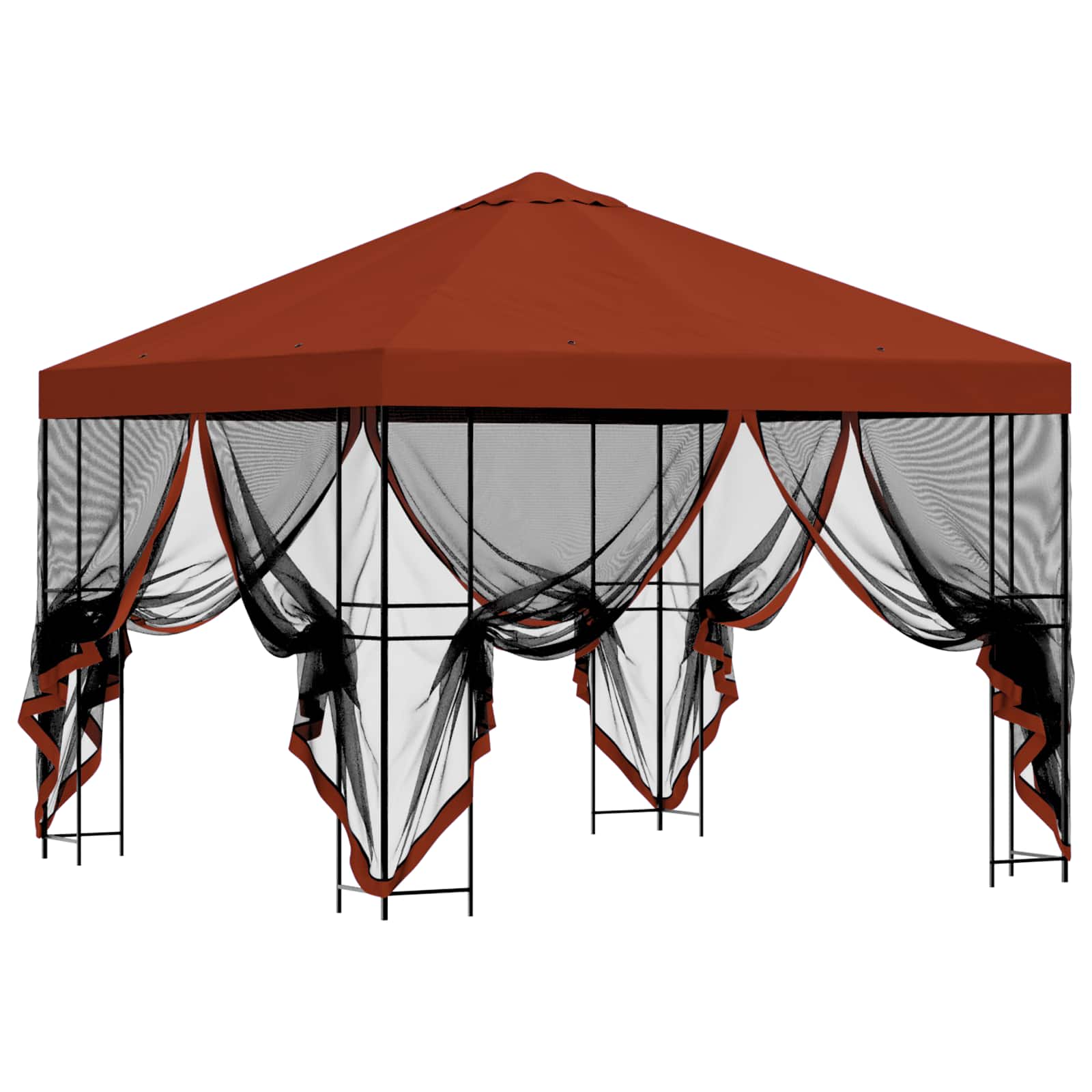 Tuin Gazebo met Zijwanden 3 x 3 m Terracotta Polyester en staal image 4