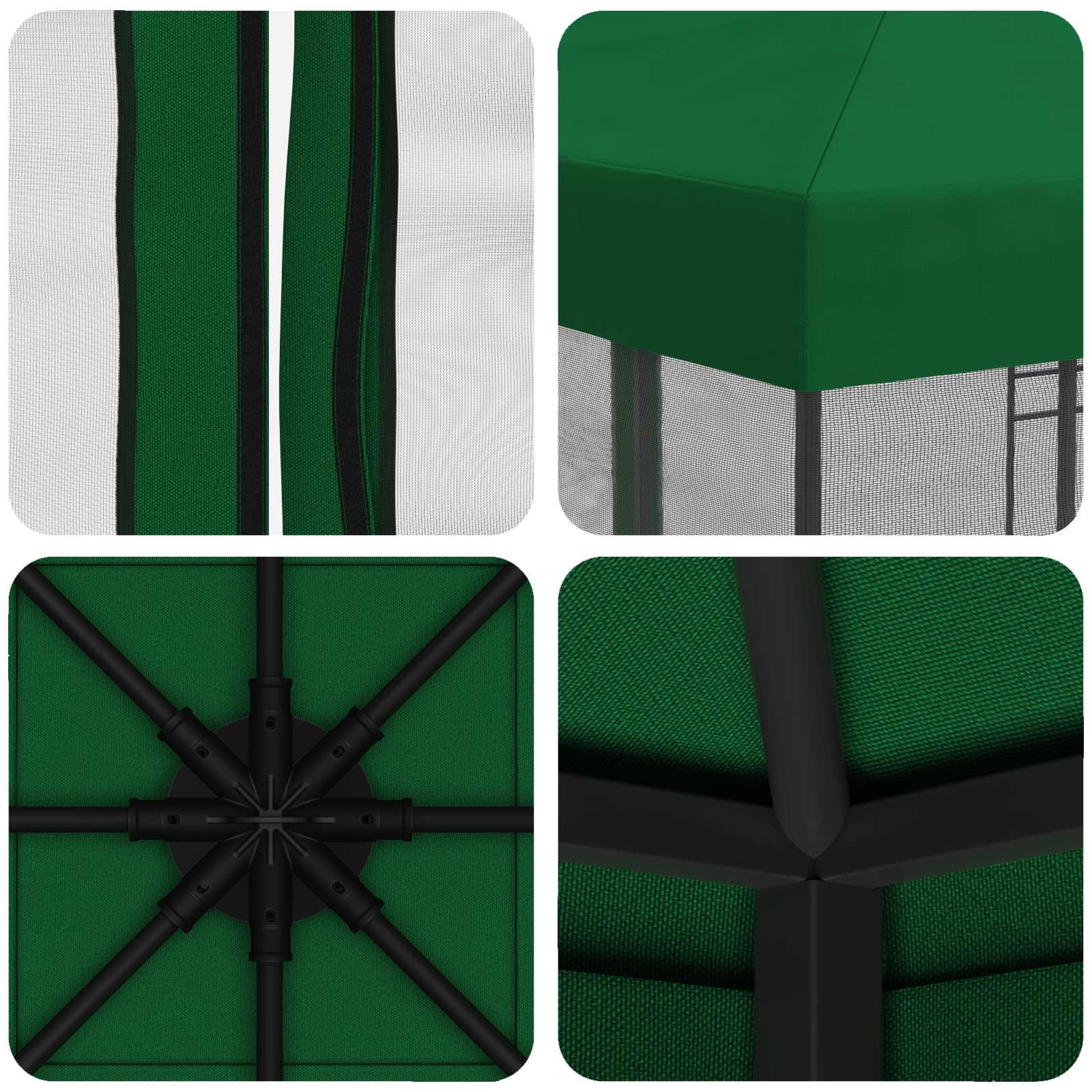Tuin Gazebo met Zijwanden 3 x 3 m Groen Polyester en staal image 7